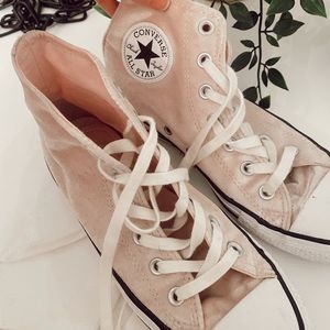 Pink Velvet High Top Converse